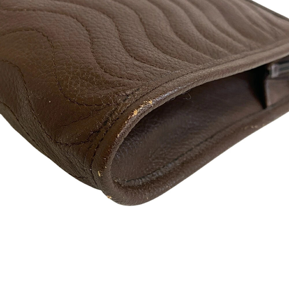 Saint Laurent Logo Handbag YSL Clutch Shoulder Bag YVES  Clutch Brown